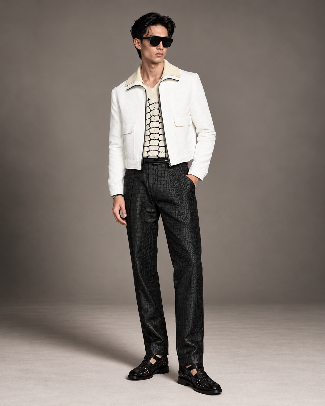 Caspian white Moiré jacket