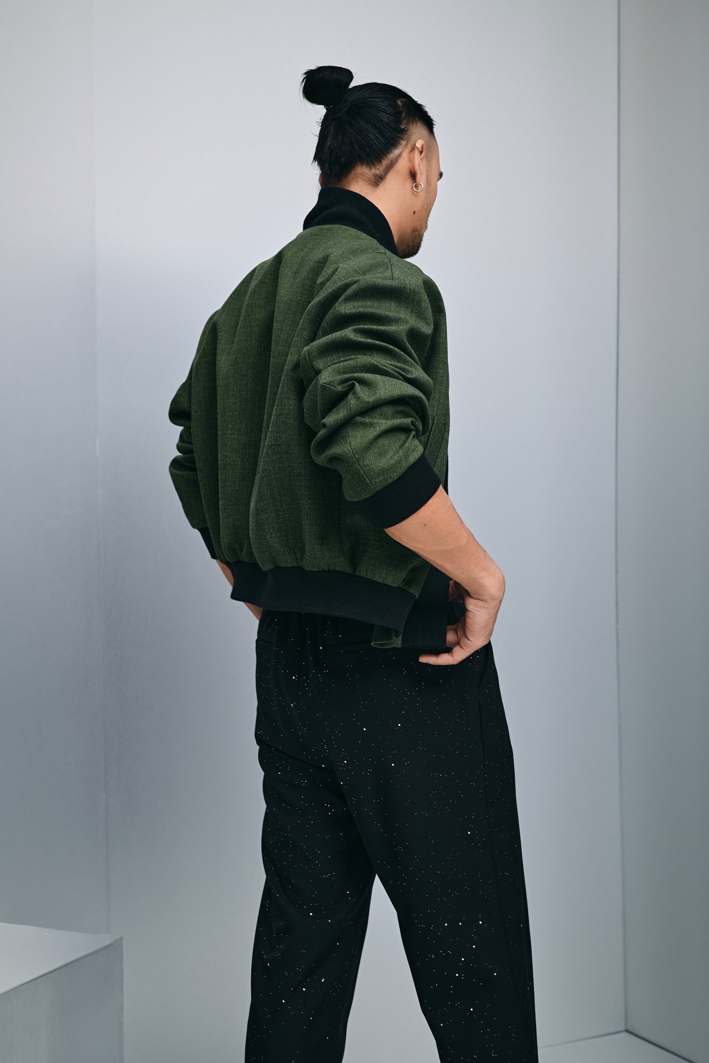 Arlo cropped hybrid bomber jacket