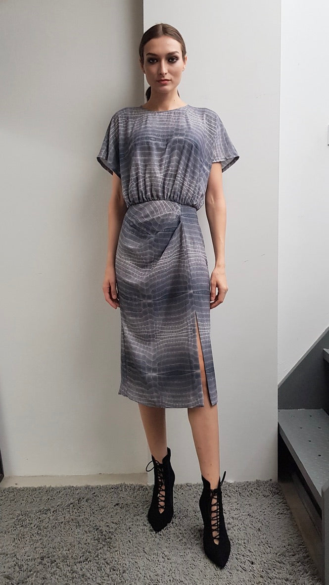 KAIA GREY CROC PRINT DRESS
