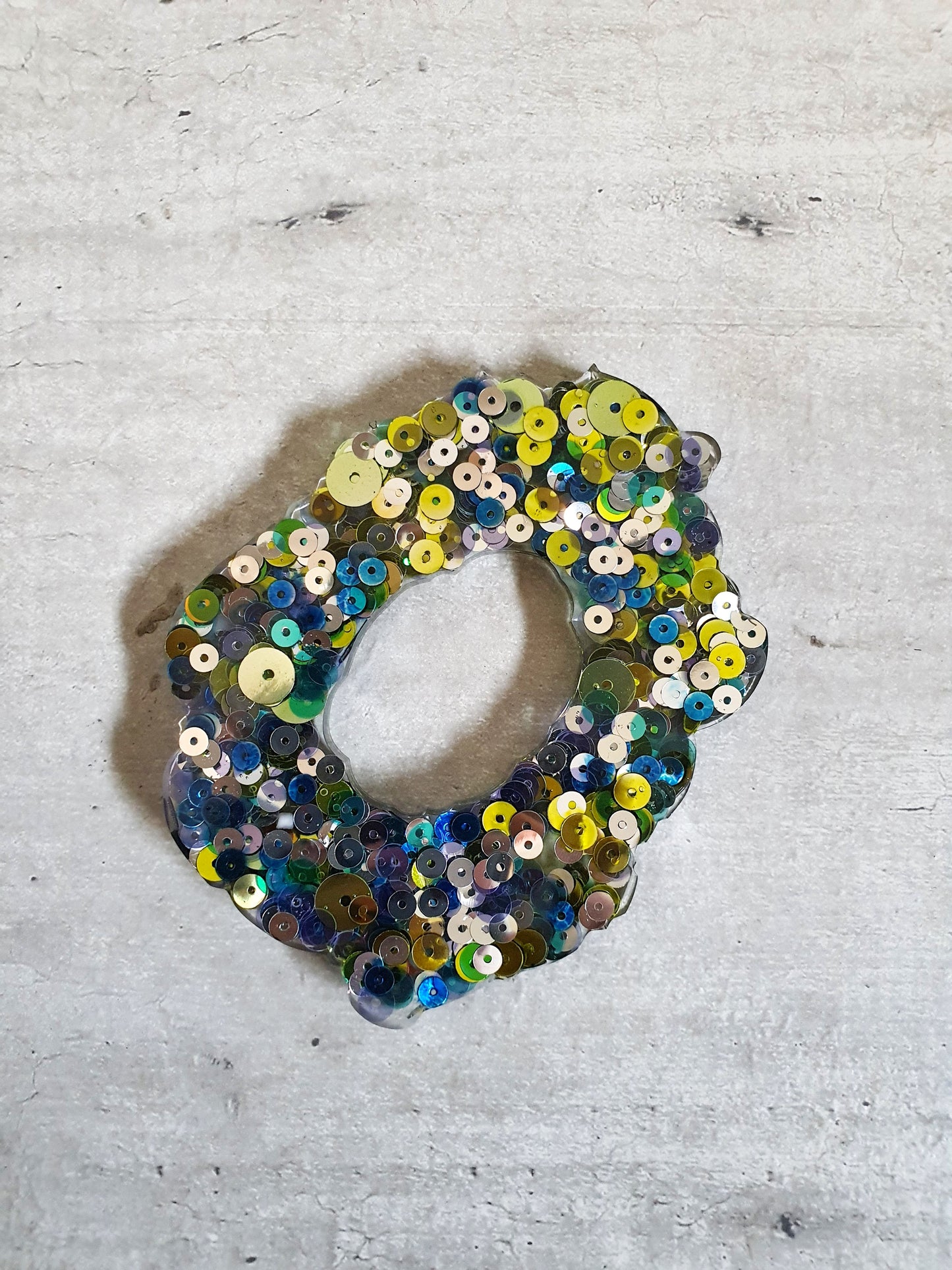 Shades Of Green Sequins Resin Coasters (Set of 3)