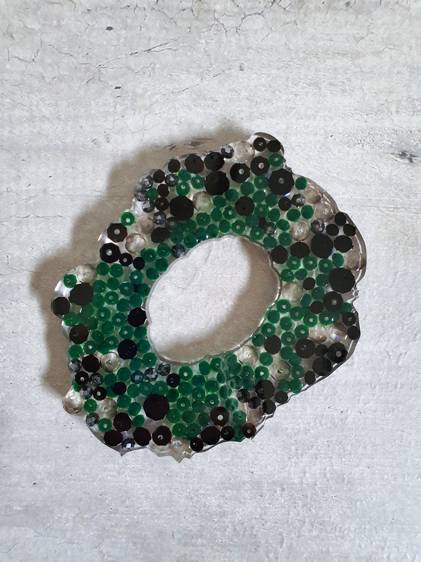 Black And Green Crystal Resin Coasters (Set of 3)
