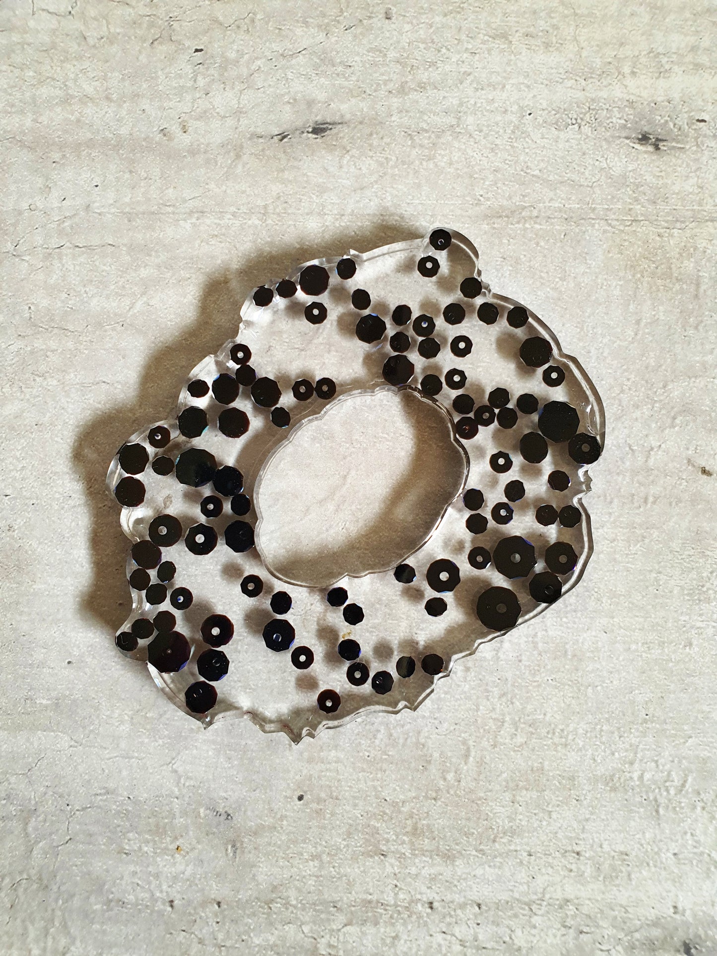 Black Polka Crystal Resin Coasters (Set of 3)