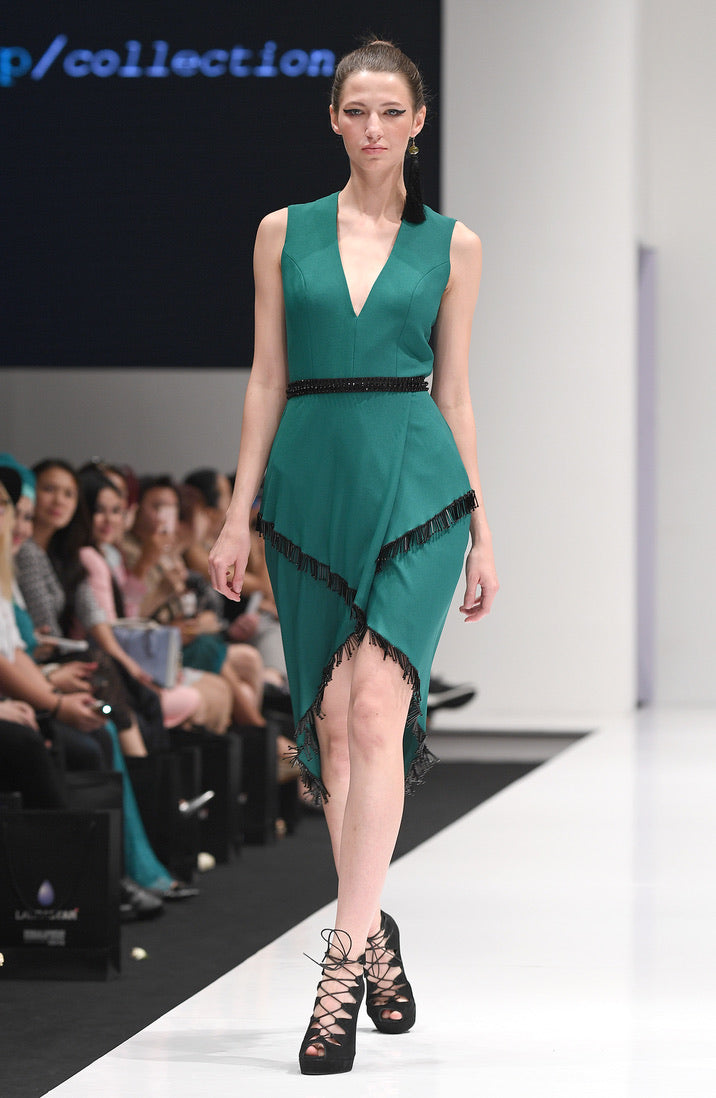 ESTHER EMERALD BEADED DRESS