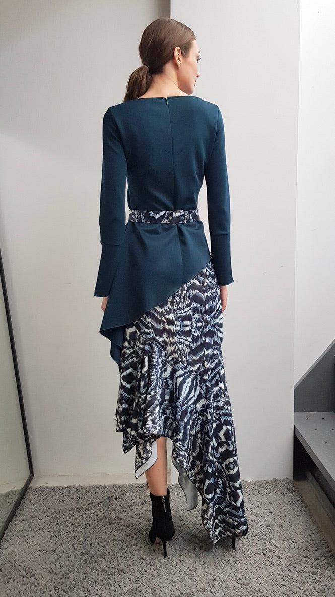 JOURDAN PHEASANT FEATHER PRINTED SKIRT