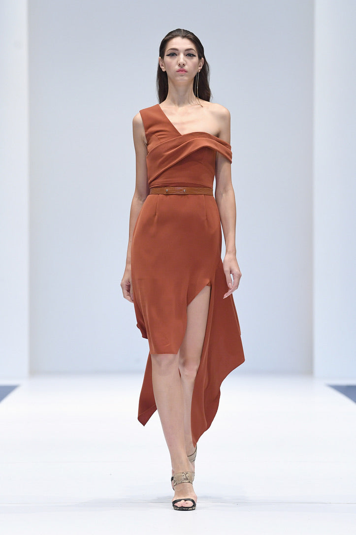 ANYA TERRACOTTA COCKTAIL DRESS