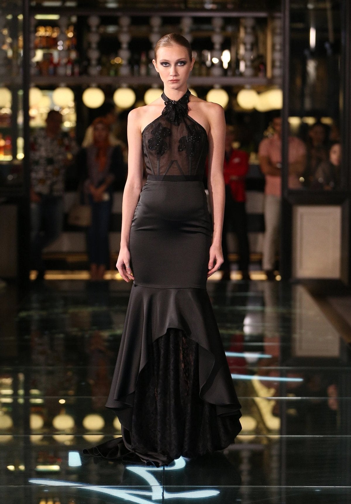 GWEN HALTER GOWN IN NOIR