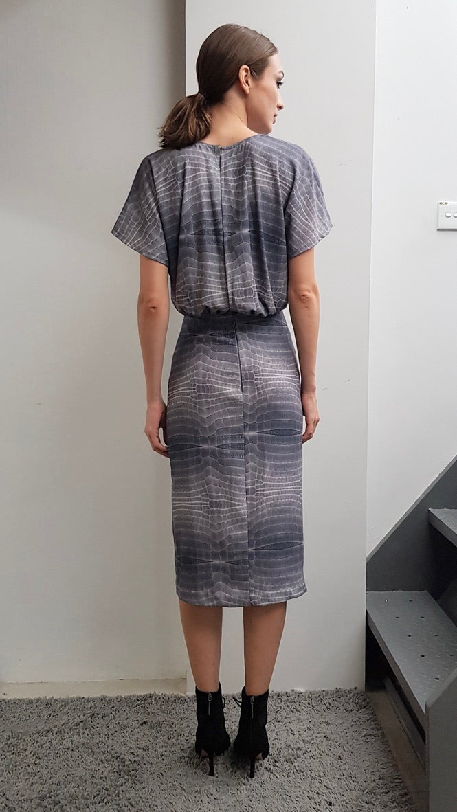KAIA GREY CROC PRINT DRESS