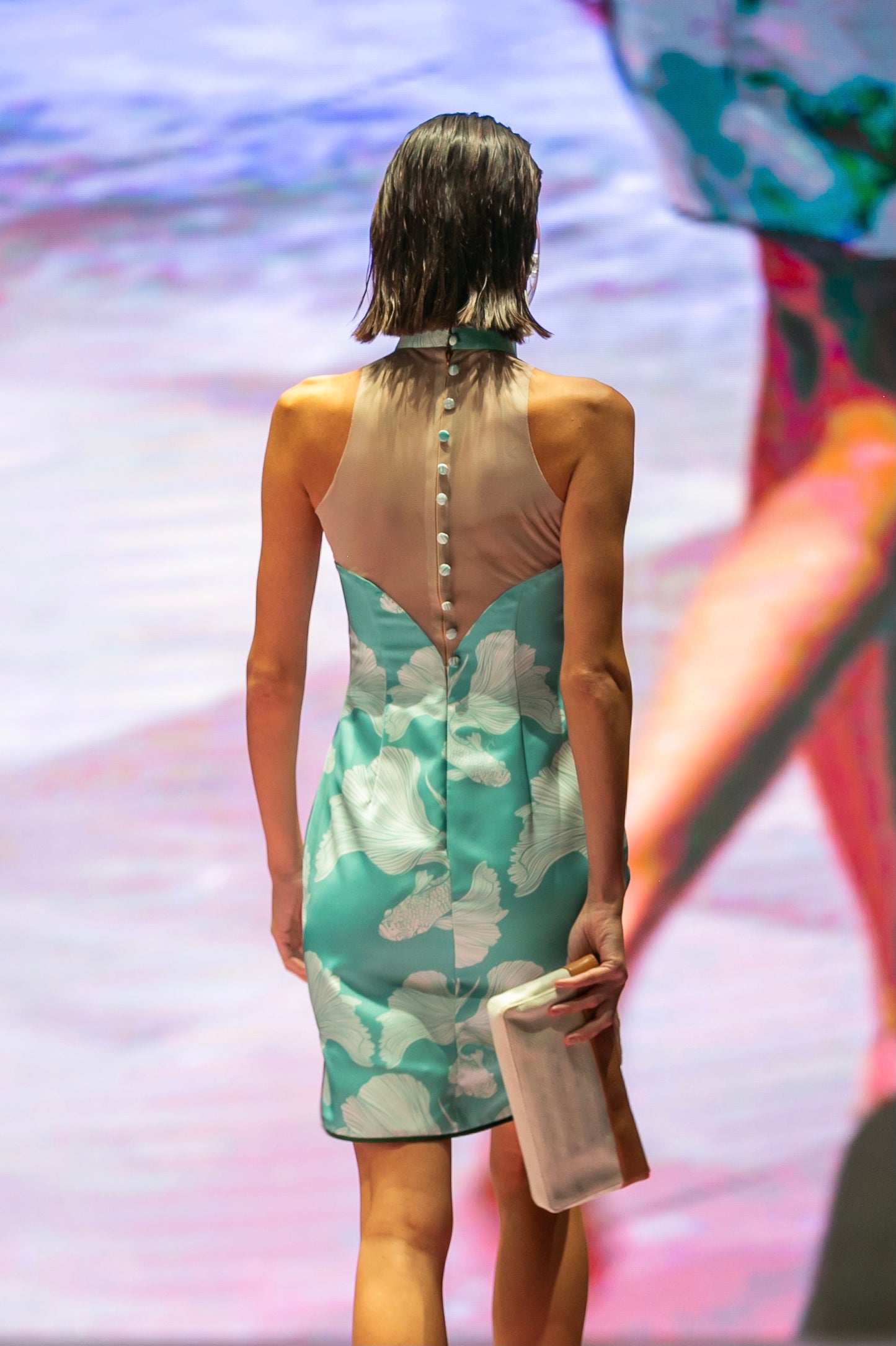 Ruby Betta print crystal embellished Qipao