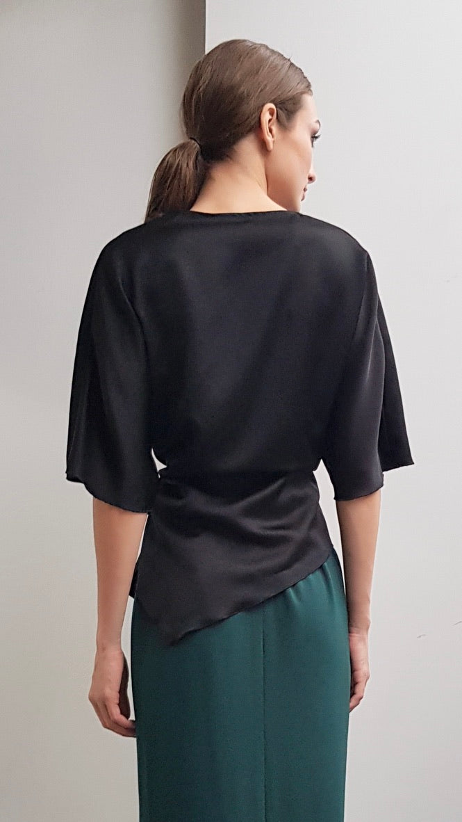 YASMIN BLACK ASYMMETRICAL TOP