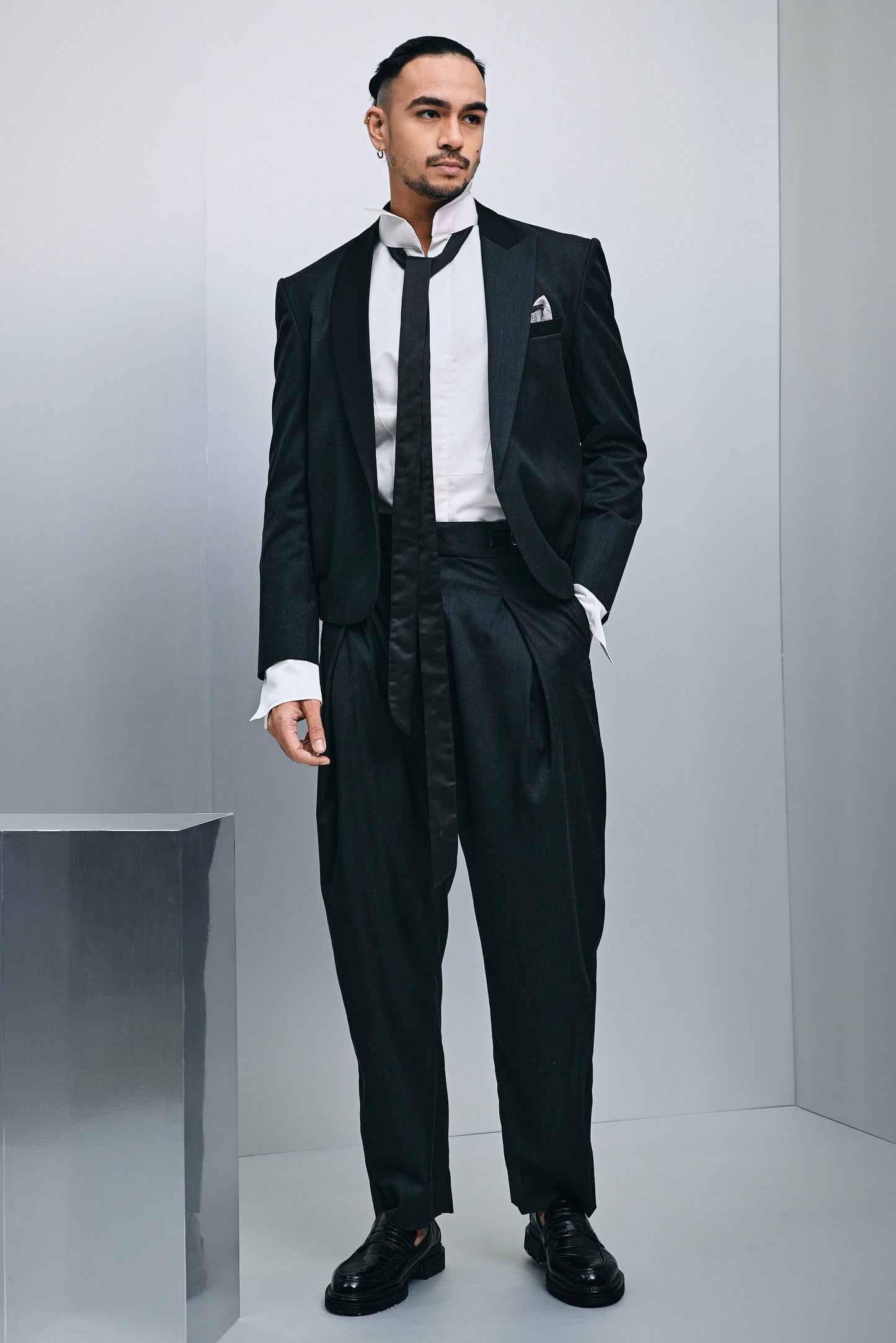 Zander hybrid suit in deep evergreen woolblend