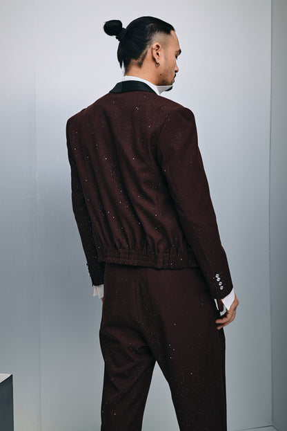 Zander hybrid suit in laminated glitter