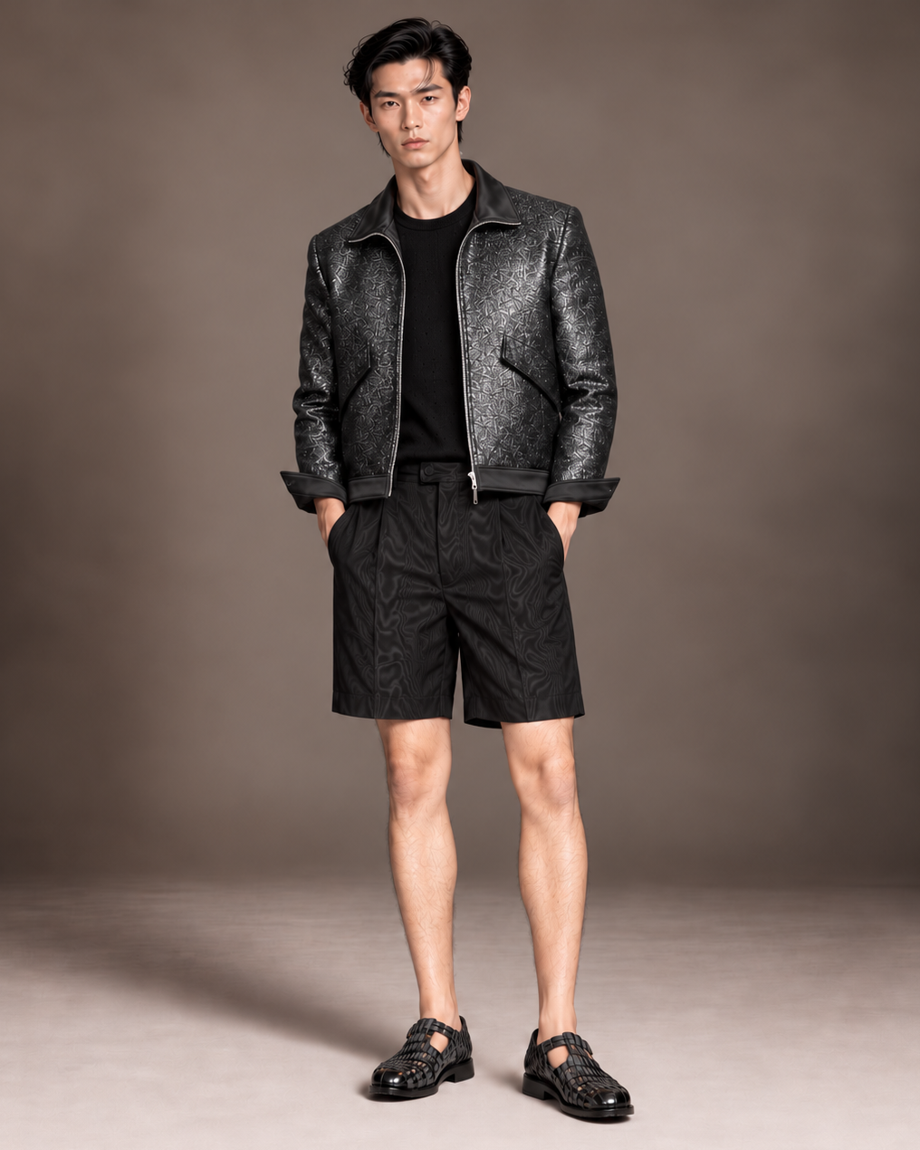 Matteo black shimmer jacquard jacket