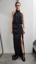 Load image into Gallery viewer, NATALIA BLACK HALTER DRESS
