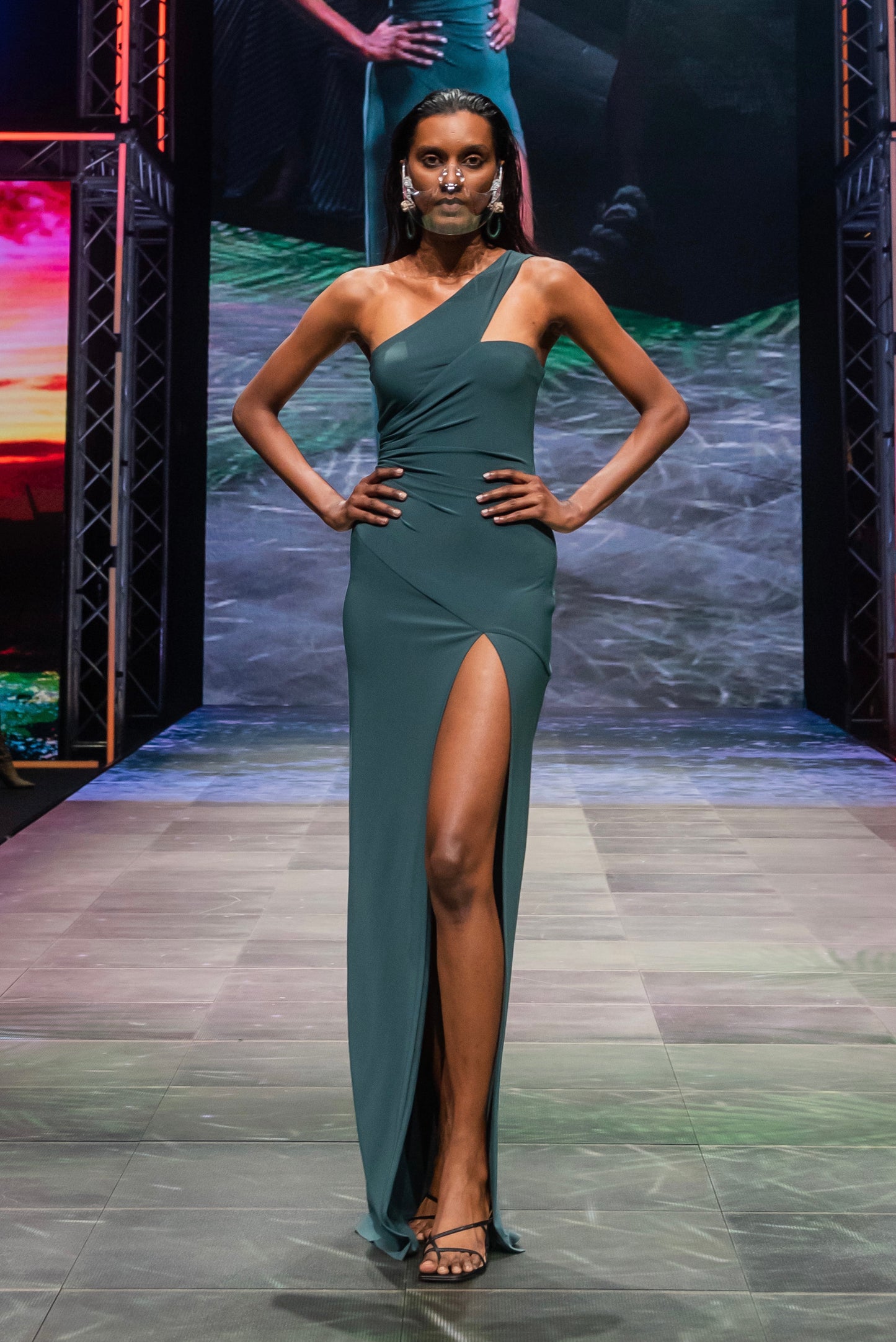 Jade draped jersey dress