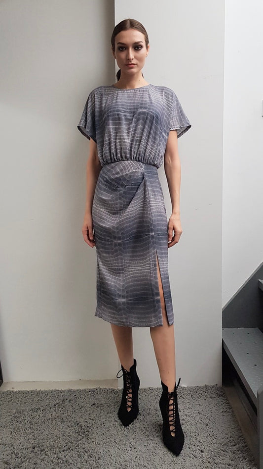 KAIA GREY CROC PRINT DRESS
