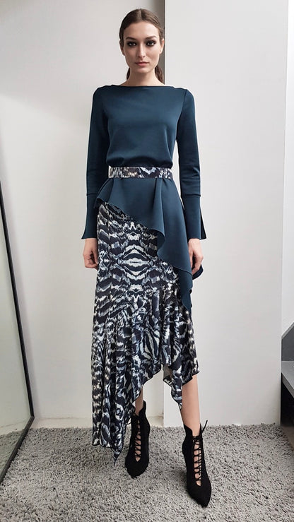 JOURDAN PHEASANT FEATHER PRINTED SKIRT