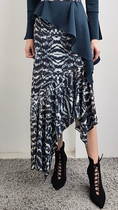 JOURDAN PHEASANT FEATHER PRINTED SKIRT