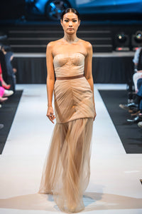 SIMONE BUSTIER GOWN IN POWDER NUDE