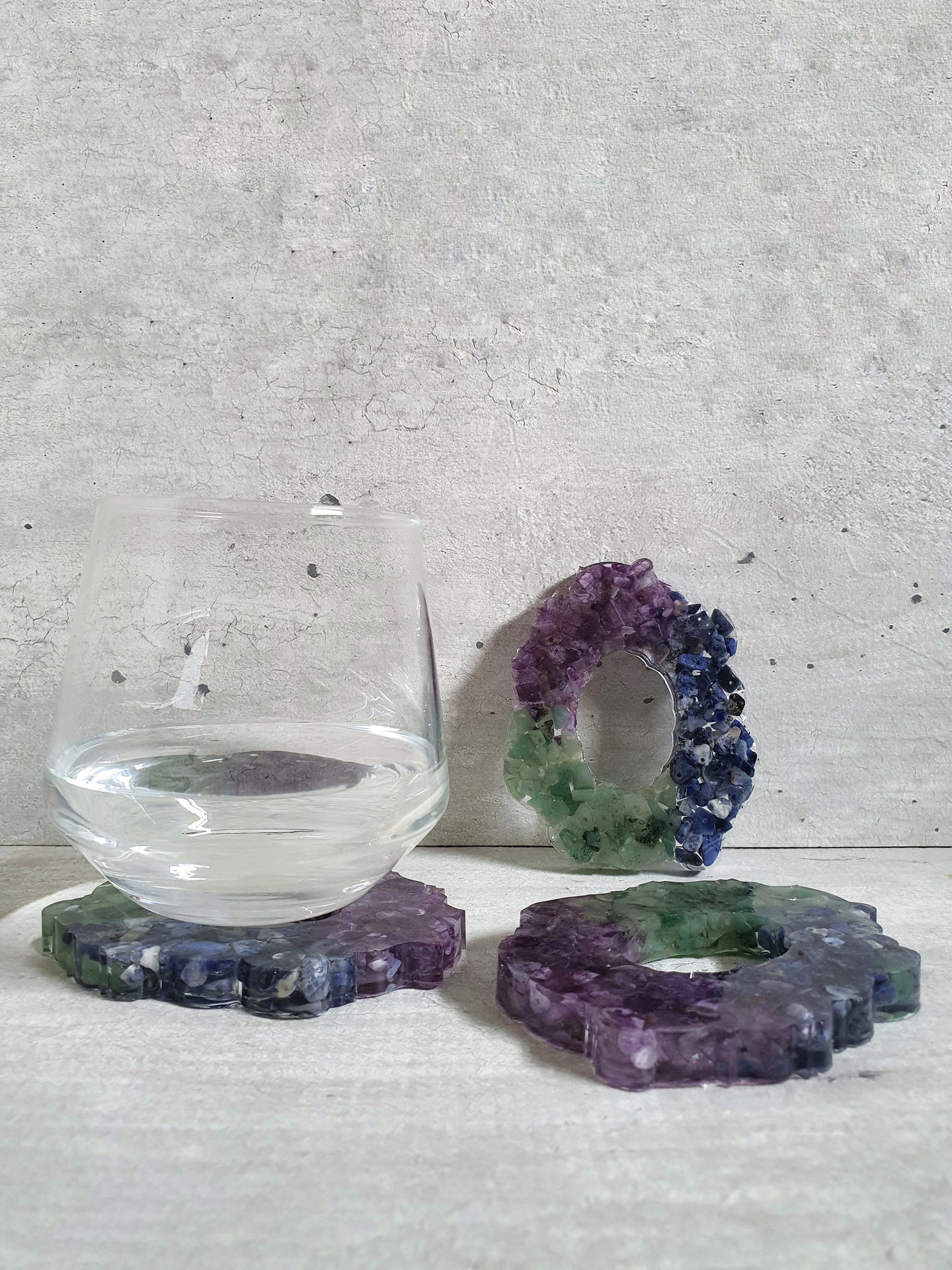 Multi Coloured Stone Resin Coasters (Set of 3)