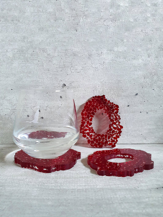 Red Crystal Resin Coasters (Set of 3)