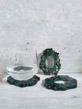 Load image into Gallery viewer, Black And Green Crystal Resin Coasters (Set of 3)
