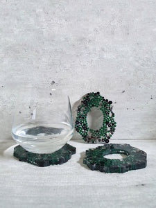 Black And Green Crystal Resin Coasters (Set of 3)