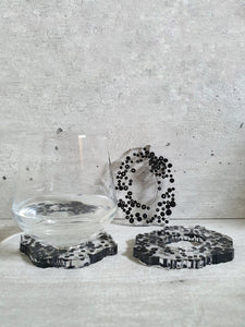 Black Polka Crystal Resin Coasters (Set of 3)