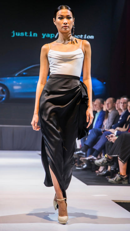 Gia Black Draped Long Skirt