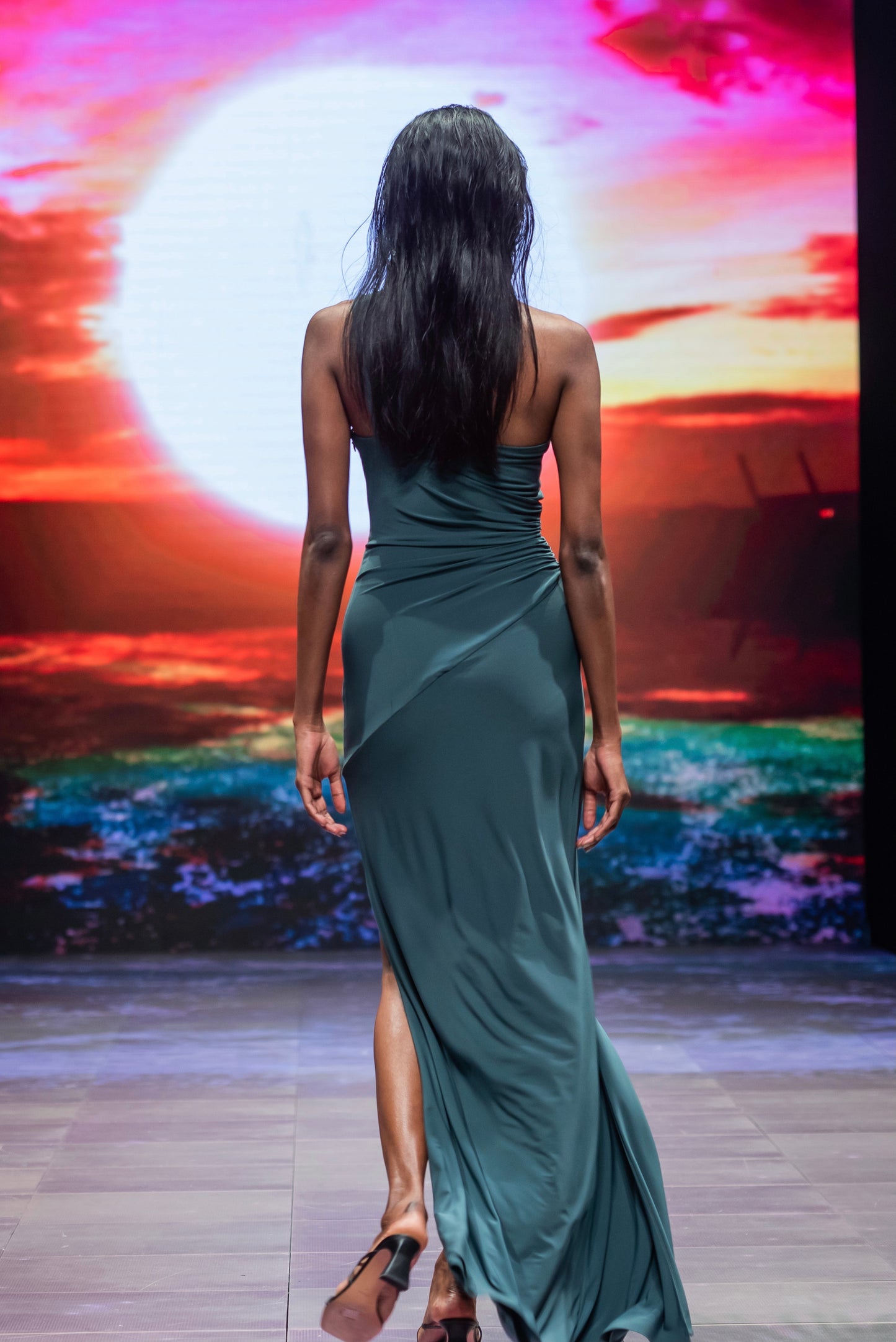 Jade draped jersey dress