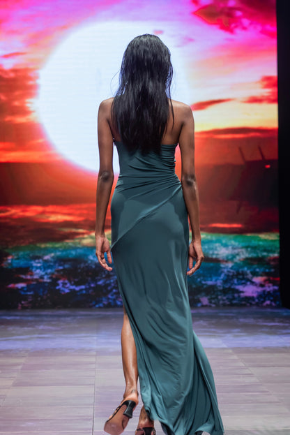 Jade draped jersey dress