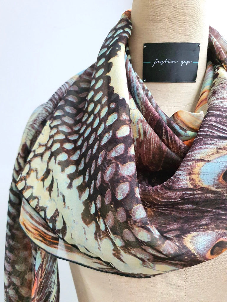 Multicolour Print Silk Scarf