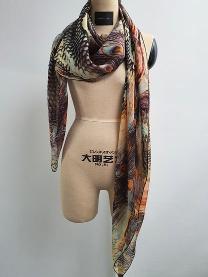 Multicolour Print Silk Scarf