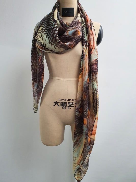 Multicolour Print Silk Scarf