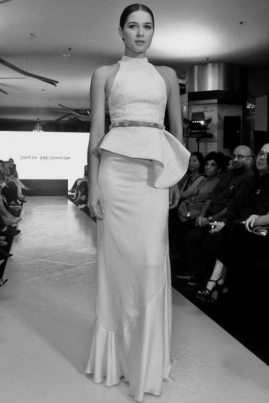 Abigail structured lace top with satin mermaid skirt