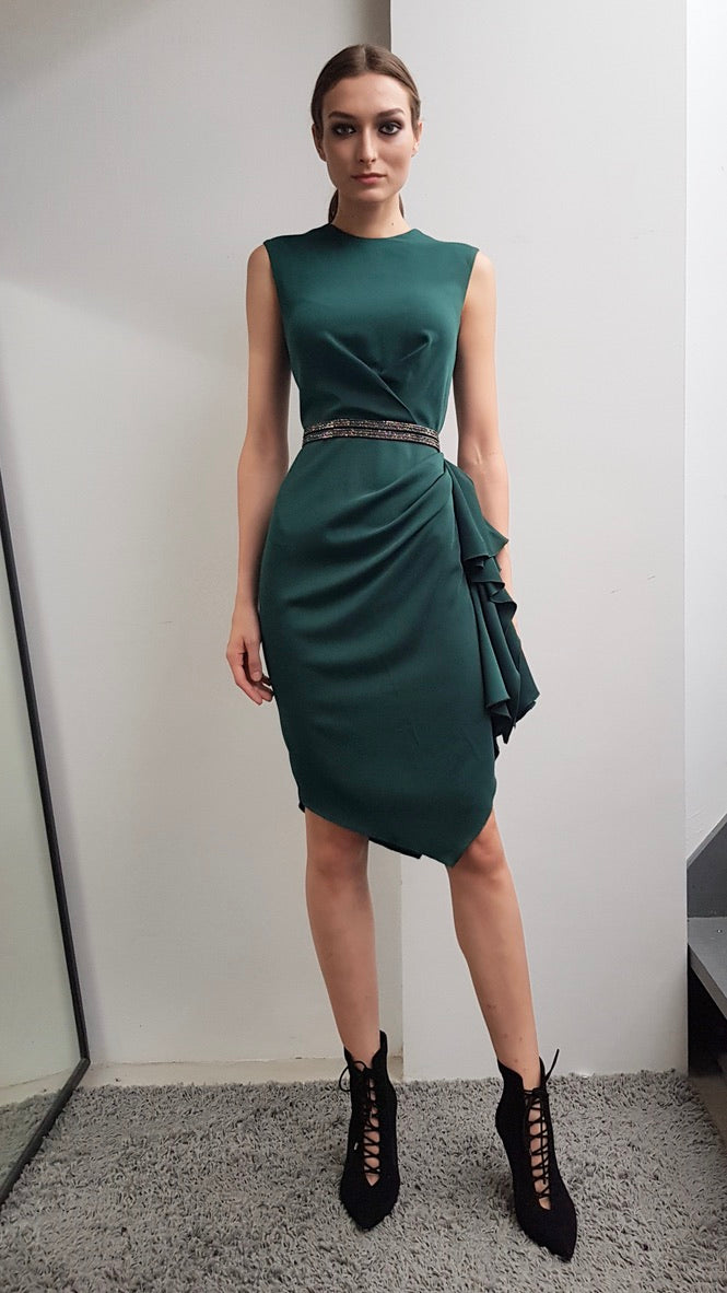 HEIDI SACRAMENTO DRAPED COCKTAIL DRESS