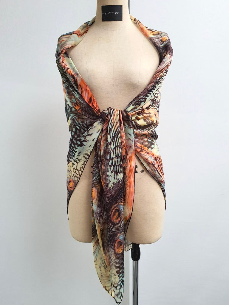 Multicolour Print Silk Scarf