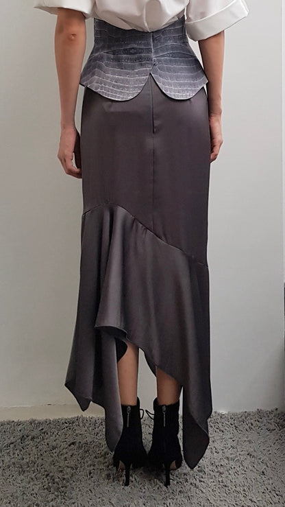 JOURDAN GREY ASYMMETRICAL SKIRT