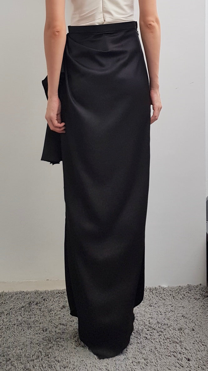 Gia Black Draped Long Skirt