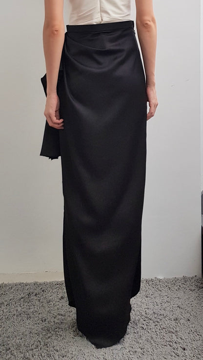 Gia Black Draped Long Skirt