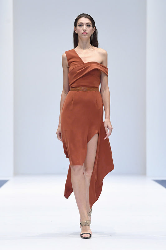 ANYA TERRACOTTA COCKTAIL DRESS