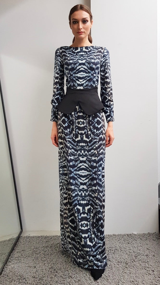 LIYA PHEASANT FEATHER PRINTED DRESS