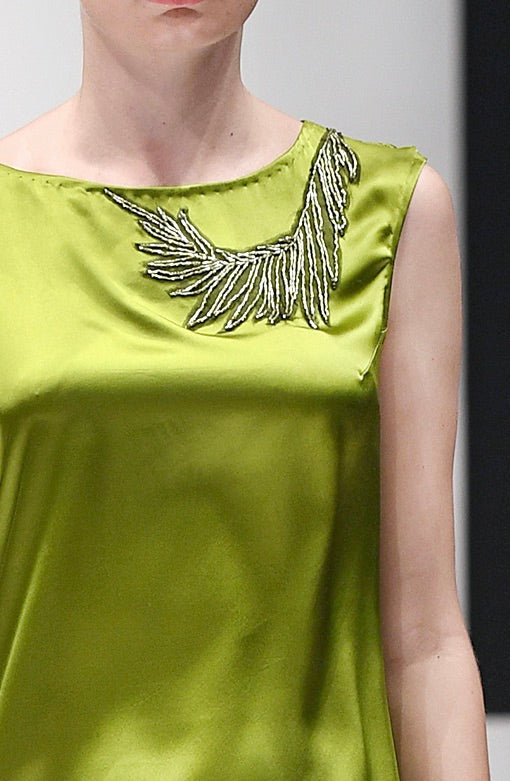 CHARLENE CHARTREUSE SILK DRESS