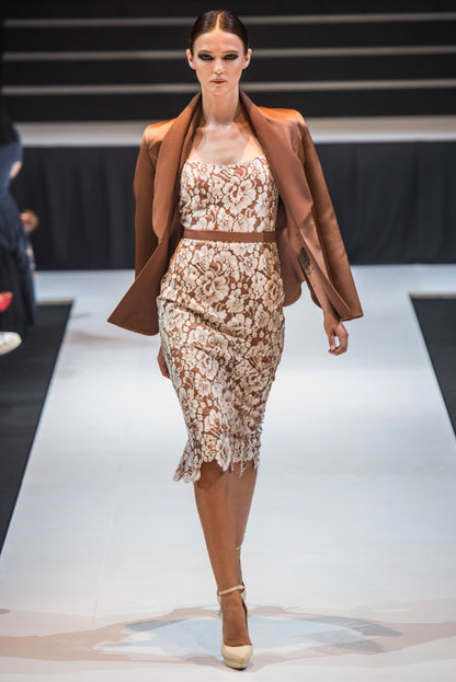 RICARDA BONDED SATIN JACKET IN DARK NUDE
