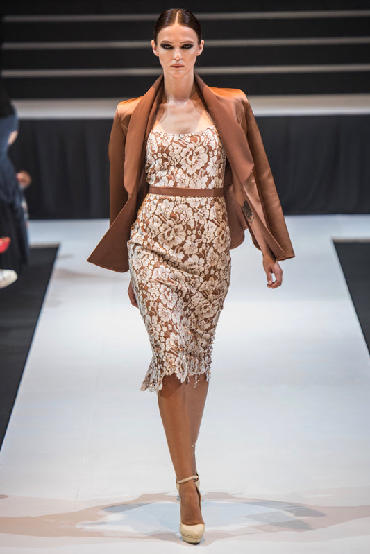 RICARDA BONDED SATIN JACKET IN DARK NUDE
