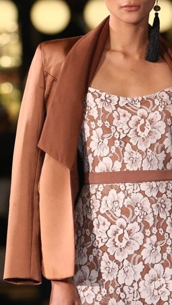 RICARDA BONDED SATIN JACKET IN DARK NUDE