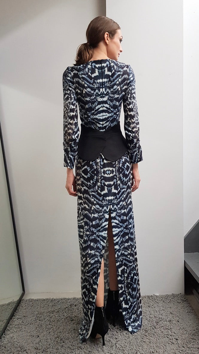LIYA PHEASANT FEATHER PRINTED DRESS