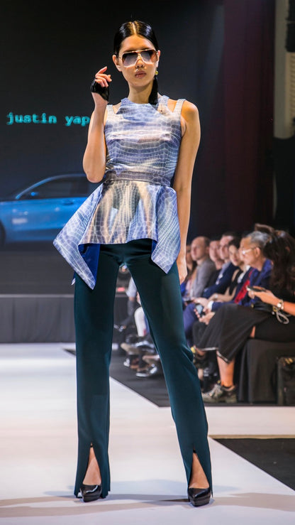 Carla Azure Blue Croc Print Top