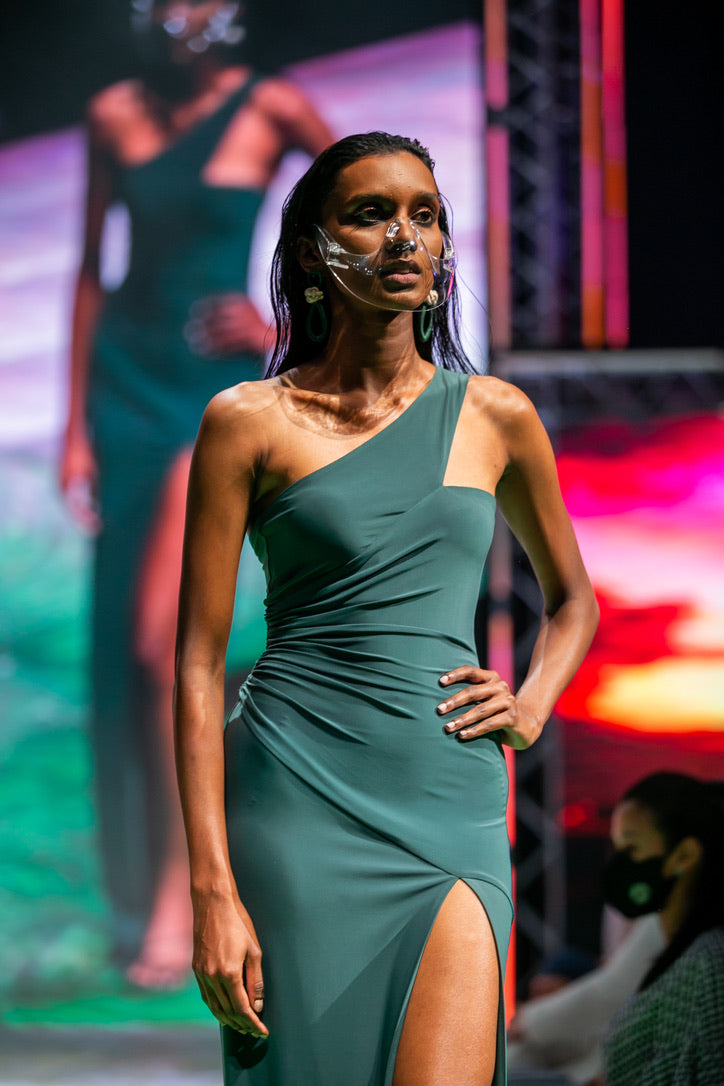 Jade draped jersey dress