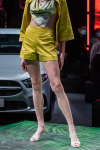 Neema chartreuse cotton sateen shorts