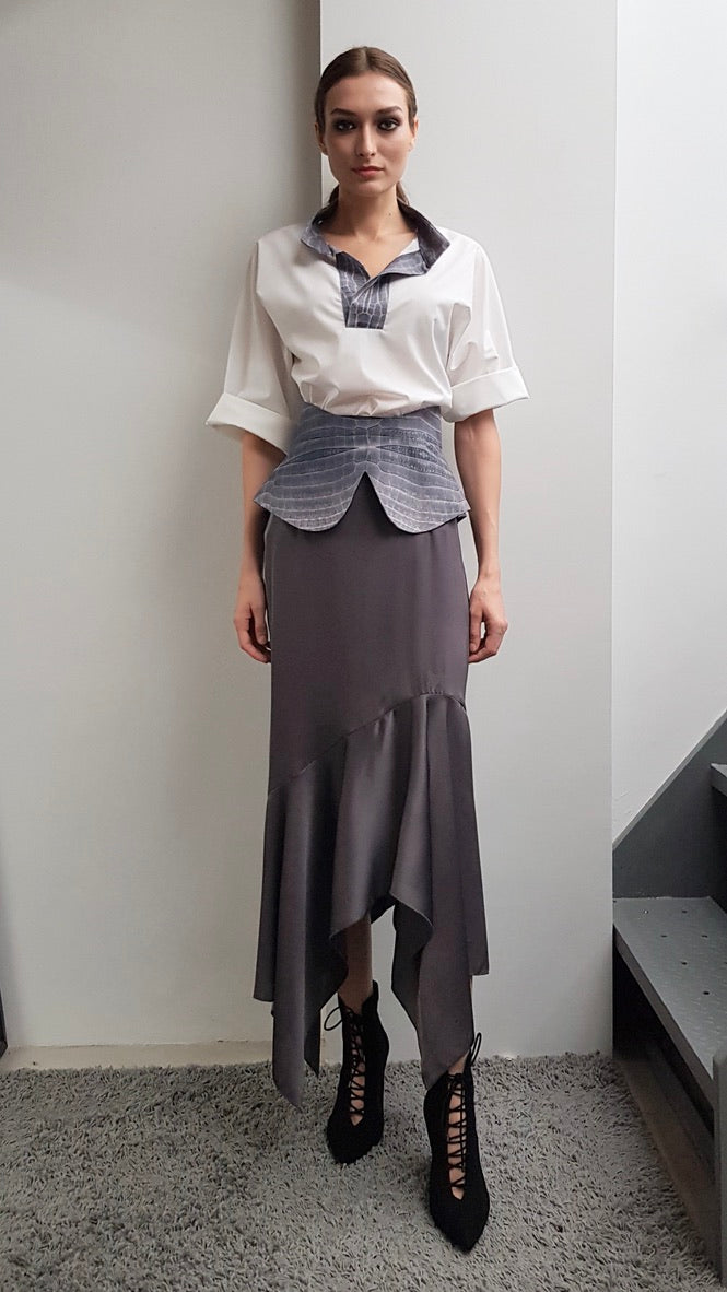 IRINA ECRU TOP WITH CORSET BELT